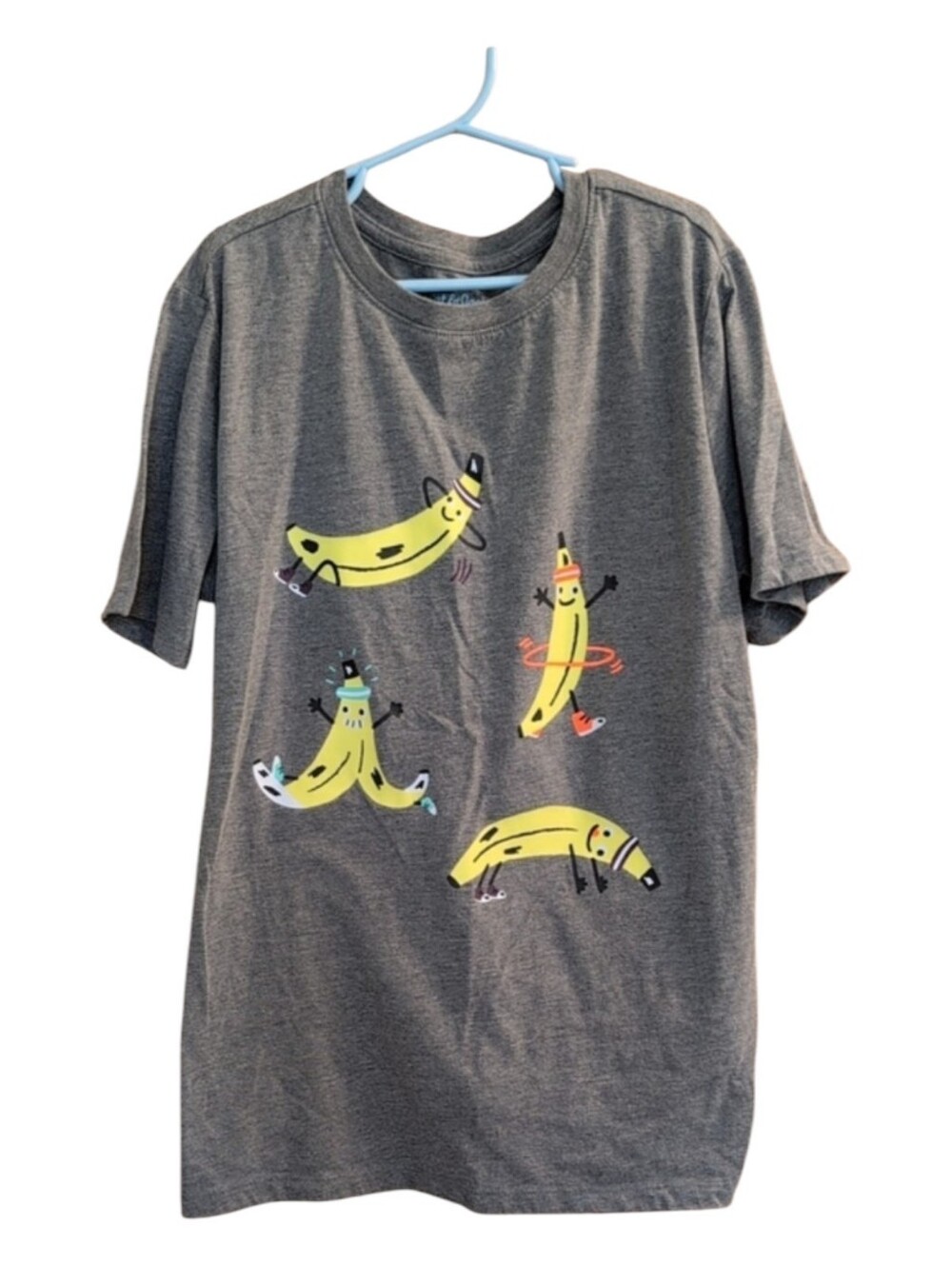 Cat & Jack Gray Exercise Bananas Short Sleeve T-shirt Size Large